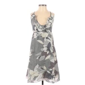 Old Navy Women Gray Floral 100% Silk Dress Size Small